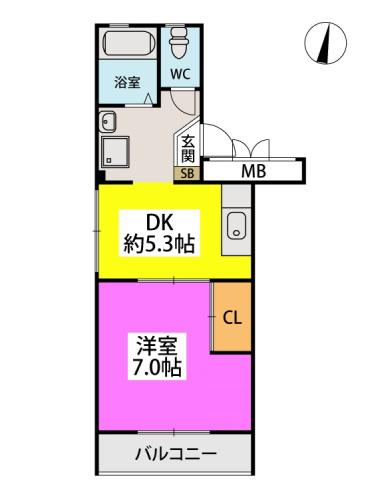 パークサイドMB(1DK/1階)の間取り写真