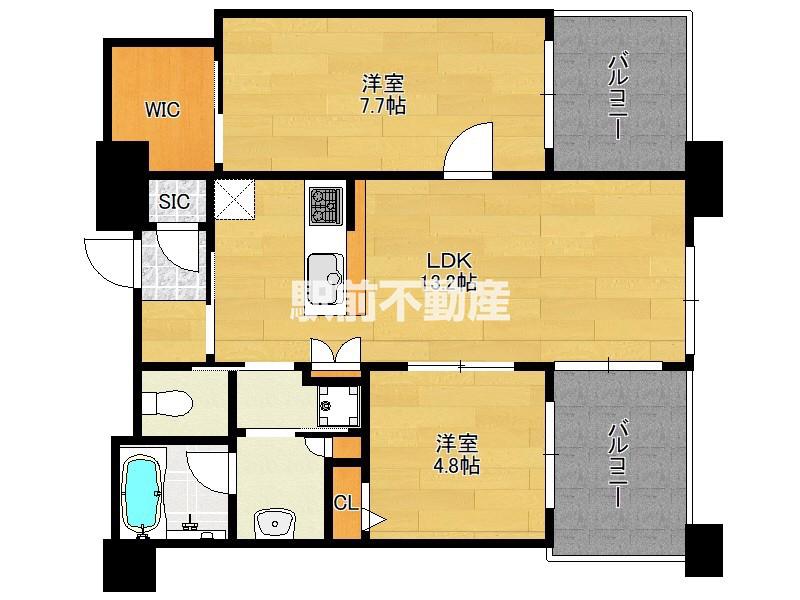 アイランドシティオーシャン&フォレストタ(2LDK/20階)の間取り写真