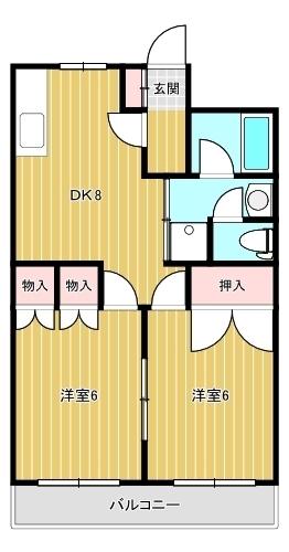 旭ビル(2DK/6階)の間取り写真