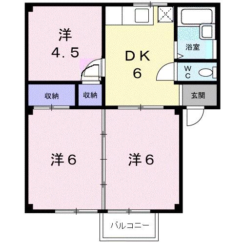 シティハイツみのかみA(3DK/2階)の間取り写真