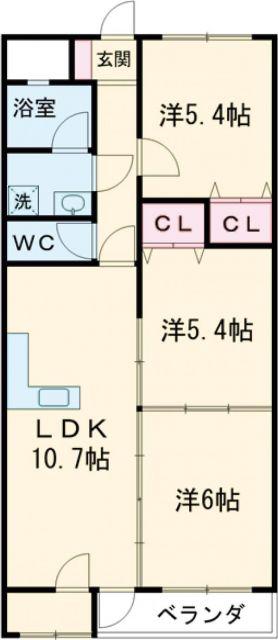 セシルII(3LDK/1階)の間取り写真