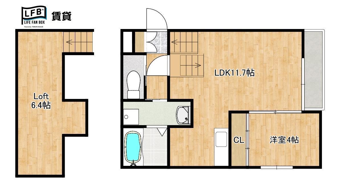 LFB APARTMENT宮島町(1LDK/2階)の間取り写真