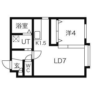 クレアN26(1DK/1階)の間取り写真