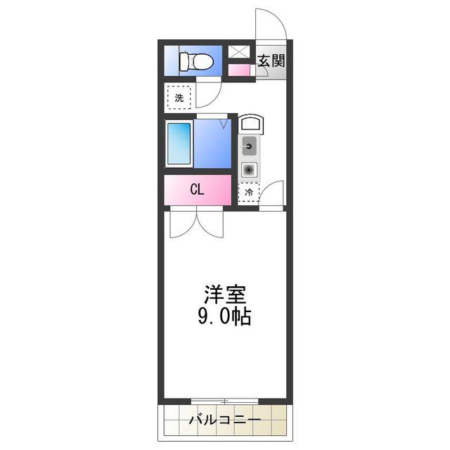 プレジール助松(1K/2階)の間取り写真