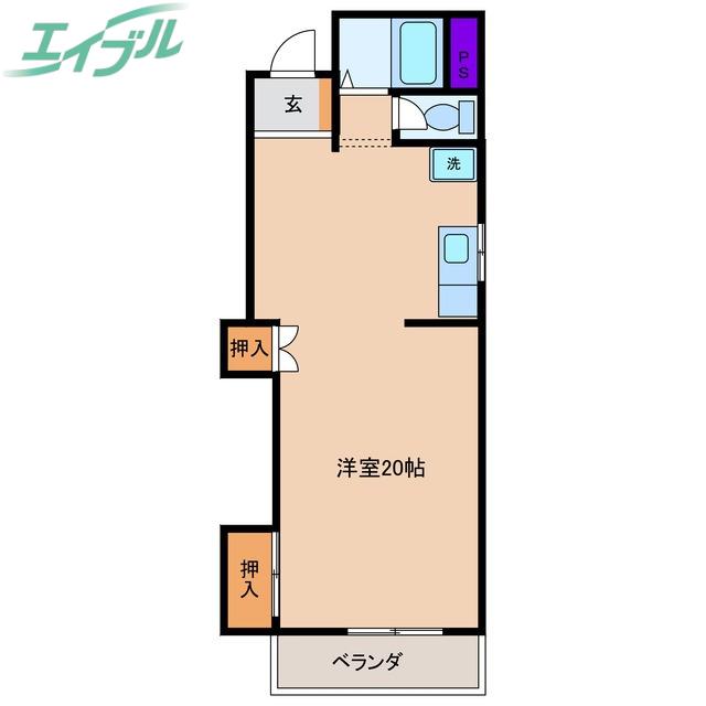 生川コーポ(ワンルーム/3階)の間取り写真