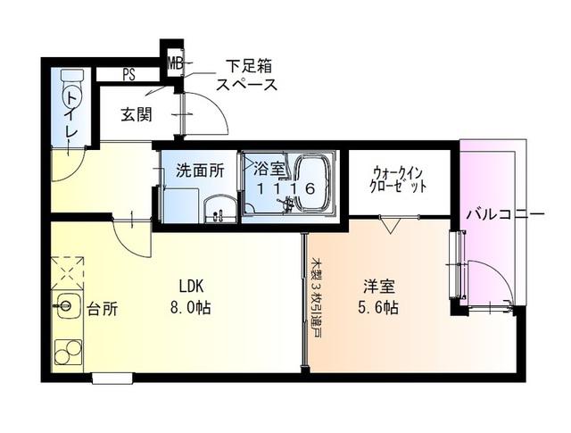 フジパレス長原駅西I番館(1LDK/1階)の間取り写真