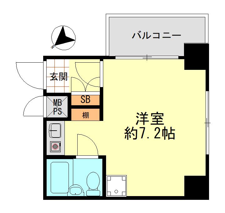 ライオンズマンション三鷹さくら通(ワンルーム/4階)の間取り写真