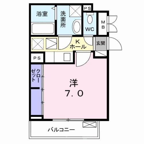 ベル アルカンシエル・S(1K/1階)の間取り写真