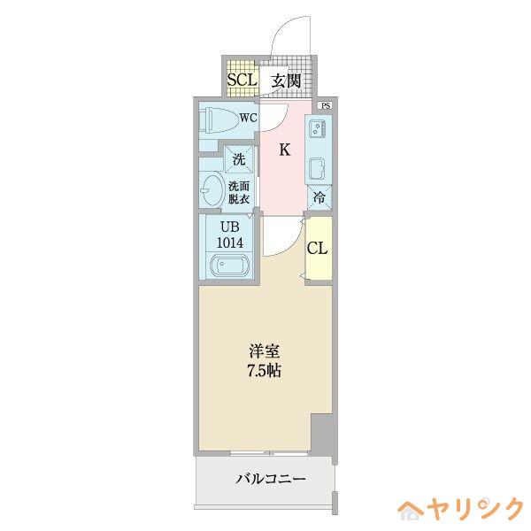 プレイズシード浅間町(1K/5階)の間取り写真