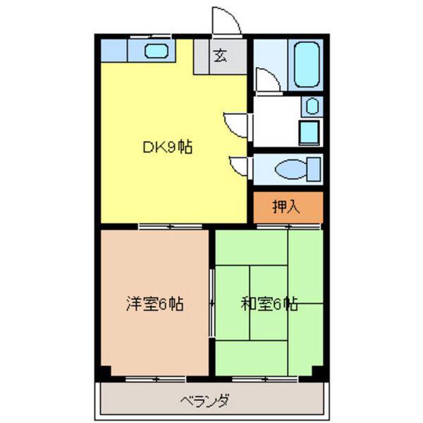 メゾンヴェステン(2DK/2階)の間取り写真