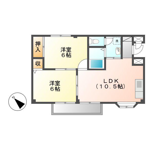 ミキハイツ・A(2LDK/1階)の間取り写真