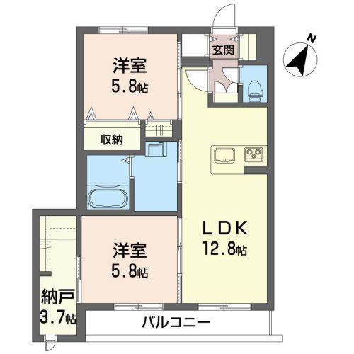 メゾンマスト川尻(2SLDK/2階)の間取り写真