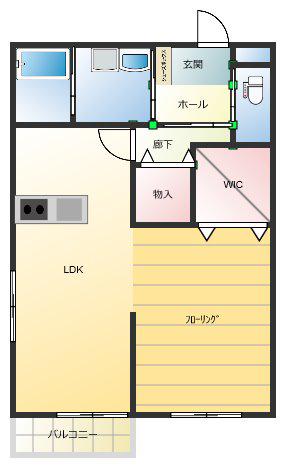 HOUSE HARIMOTO(1LDK/1階)の間取り写真