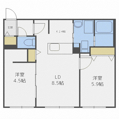 クラズ6・1(2LDK/4階)の間取り写真