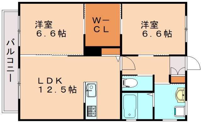 アリエッタヴィラ(2SLDK/1階)の間取り写真