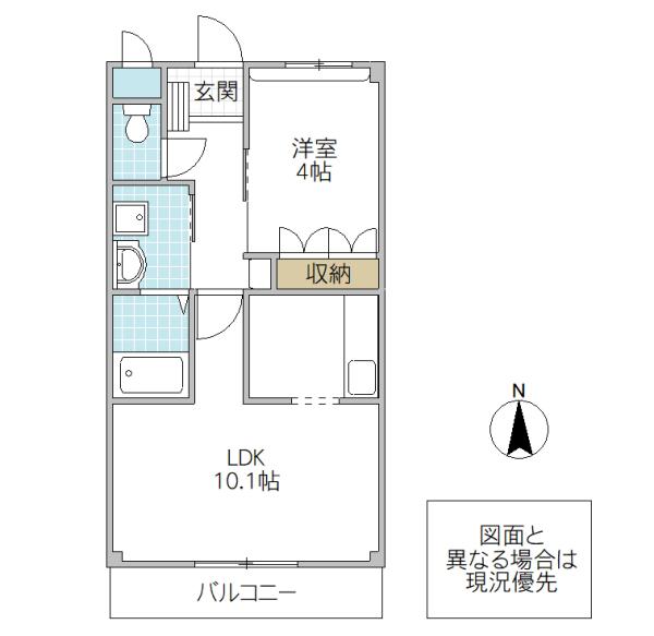 ベルメゾン三ノ町(1LDK/1階)の間取り写真