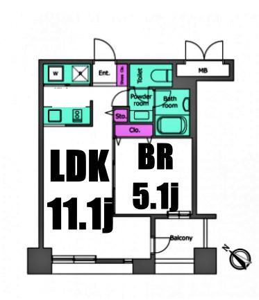 レジディア横濱馬車道 (1LDK/6階)の間取り写真