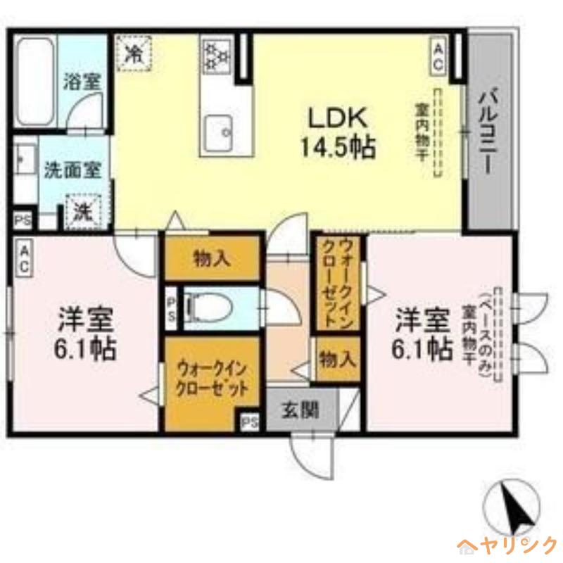 セレスティア唐山町(2LDK/3階)の間取り写真