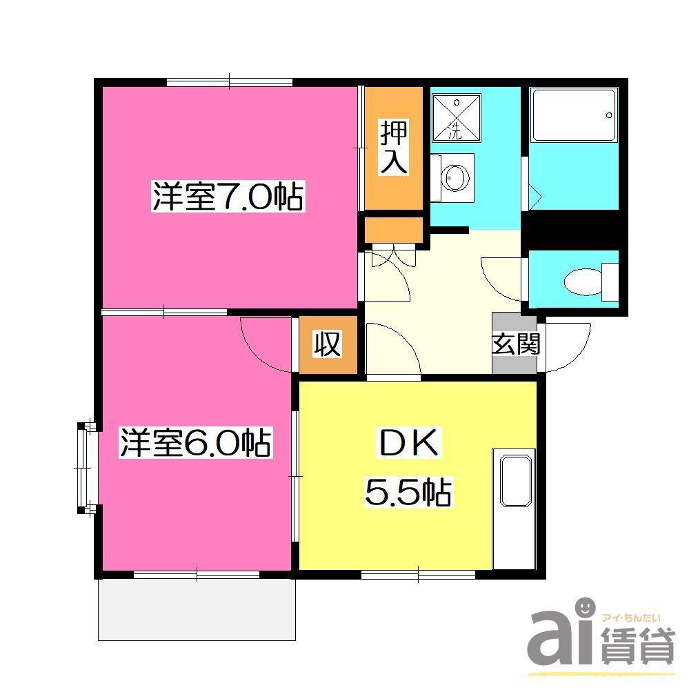 メゾン栄B(2DK/2階)の間取り写真