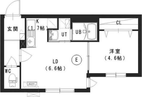 WIN栄町(1LDK/1階)の間取り写真