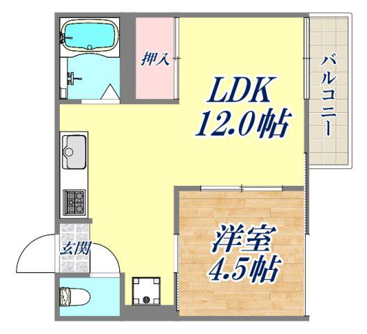 カーサ西台(1LDK/1階)の間取り写真