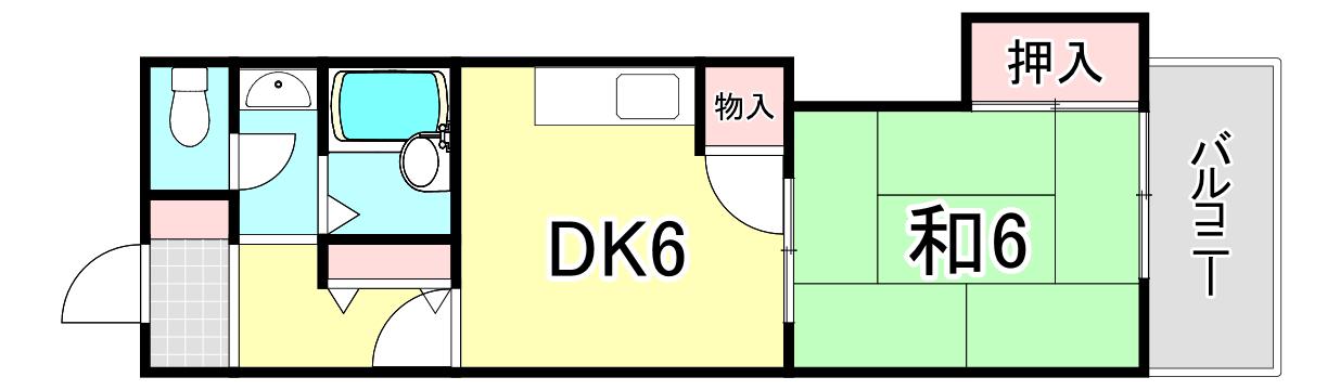 UR武庫川 32号棟(1DK/2階)の間取り写真