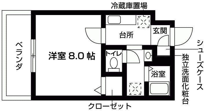 プレディアスタイル神戸ポートアイランド(1K/2階)の間取り写真