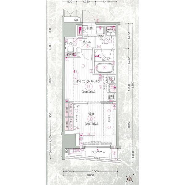 エステムプラザ市谷外濠公園(1DK/3階)の間取り写真