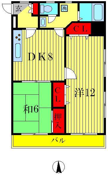 メゾン南柏綾(2DK/2階)の間取り写真