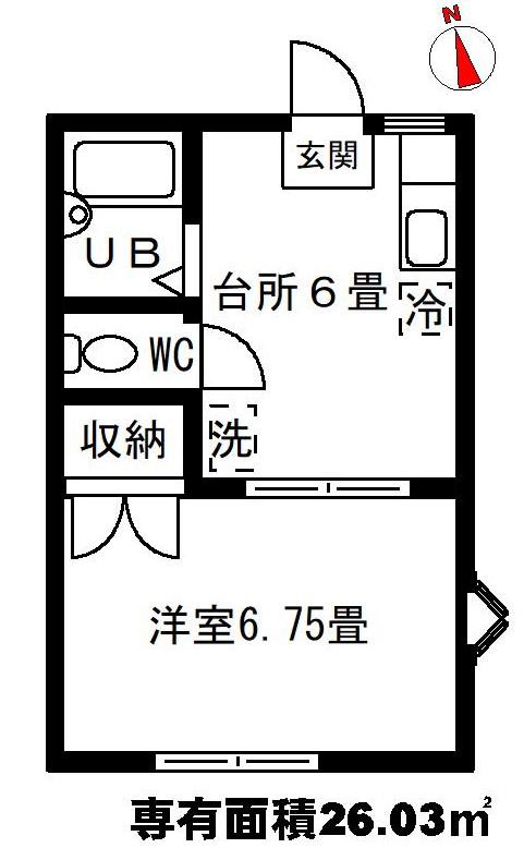 SAハイツ(1DK/2階)の間取り写真