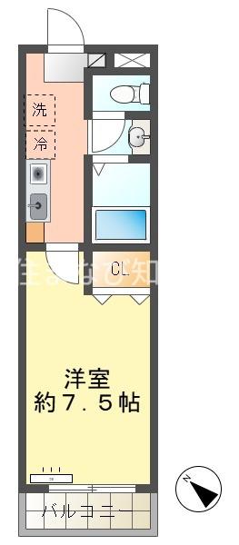 A・CITY三河安城東町II(1K/2階)の間取り写真