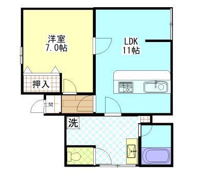 アーバンライフK&K(1LDK/1階)の間取り写真