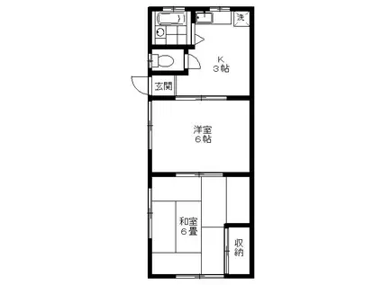 コーポむさしII(2K/2階)の間取り写真