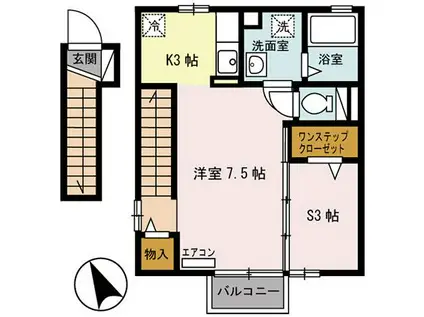 リュミエール ロッシュ(1LDK/2階)の間取り写真