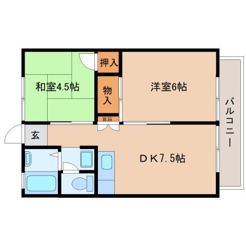 第2六条ハイツ(2DK/2階)の間取り写真