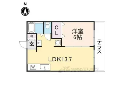 船橋吉野マンション(1LDK/1階)の間取り写真