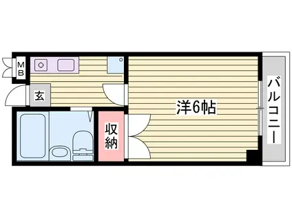 スリーウッド(1K/2階)の間取り写真