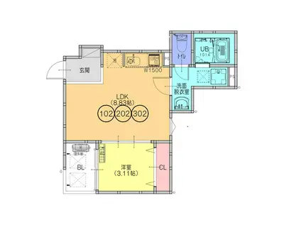 Fスタイル八尾植松(1LDK/2階)の間取り写真