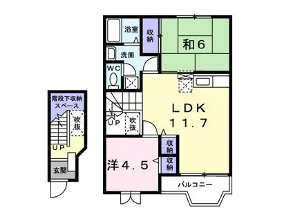 グリーンコート東館D(2LDK/2階)の間取り写真
