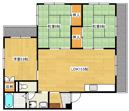 WELL BE III(3LDK/2階)の間取り写真