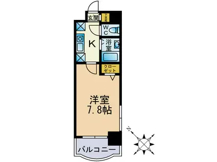 リヴィエール天神南(1K/7階)の間取り写真