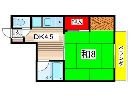 Yビル西原(1DK/2階)の間取り写真