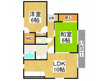 サンステート自由丘(2LDK/2階)の間取り写真