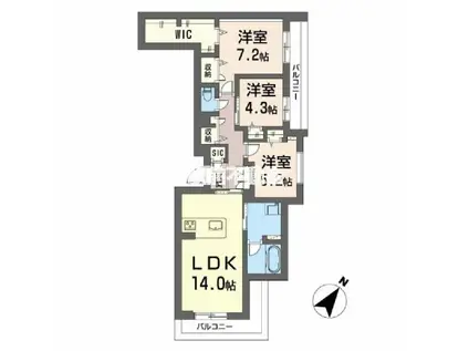 イルマーレ大野城(3LDK/2階)の間取り写真
