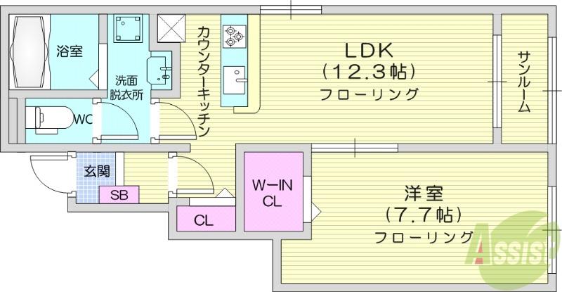 ルアナガーデンⅠ(1LDK/1階)の間取り写真