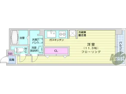 中ノ坂レジデンス(ワンルーム/8階)の間取り写真