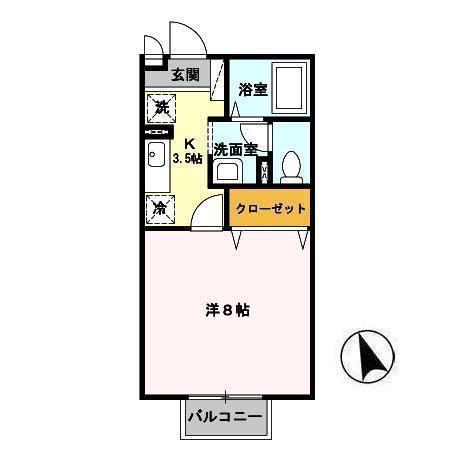さくらヒルズ(1K/2階)の間取り写真