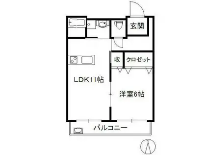 プチメゾン石井III(1LDK/2階)の間取り写真