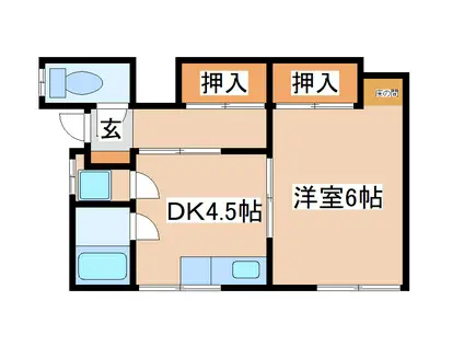 メゾン西山町(1DK/2階)の間取り写真