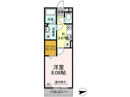 D-ROOM甲山寺(1K/1階)の間取り写真